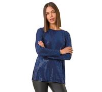 Roman Shimmer Cowl Back Tunic Top In Navy Navy 14