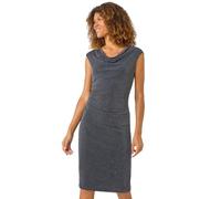 Roman Shimmer Cowl Neck Stretch Dress for Women UK - Ladies Autumn Everyday Winter Holiday Sleeveless Soft Bodycon Comfy Knee Length Frock Dinner Out Gowns - Grey - Size 16