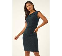 Roman Shimmer Cowl Neck Stretch Dress In Teal Teal 18