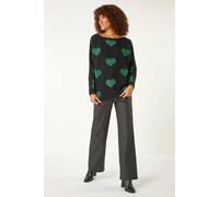 Roman Shimmer Heart Knit Jumper In Black Black 10