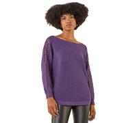 Roman Shimmer Leaf Knit Jumper In Purple Purple One Size