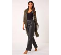 Roman Shimmer Plisse Longline Kimono In Gold Gold 12