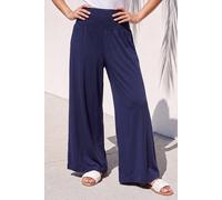 Roman Women's Shirred Wide Leg Trouser in Navy | Size: 20