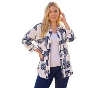Roman Shirt for Women Ladies Cotton Blouse Button Through Tunic Printed Top Work Long Sleeve Smart Casual Going Out Work Office V Neck Everyday Evening Event