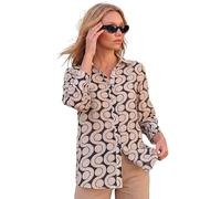 Roman Shirt for Women Ladies Cotton Blouse Button Through Tunic Printed Top Work Long Sleeve Smart Casual Going Out Work Office V Neck Everyday Evening Event - Geometric Black - Size 12