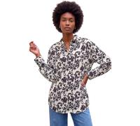 Roman Shirt for Women Ladies Cotton Blouse Button Through Tunic Printed Top Work Long Sleeve Smart Casual Going Out Work Office V Neck Everyday Evening Event - Noir Floral - Size 16