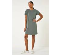 Roman Originals Short Sleeve T-Shirt Dress for Women UK - Ladies Everyday Holiday Spring Summer Round Neckline Comfy Soft Evening Vacation Work Party - Khaki - Size 20