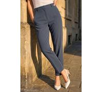 Roman Originals Work Trousers for Women UK Ladies Office Smart Stretch Suit Pants Slacks Cigarette Straight Leg Tailored High Elasticated Waist Ankle Grazer Slim - Grey Short (25 inch) - Size 16