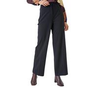 Roman Originals Wide Leg Stretch Trouser for Women UK - Ladies Autumn Everyday Winter Holiday Belt Loops Comfy Side Pockets Soft Crepe Fabric Pants - Black Short (70 CM) - Size 18