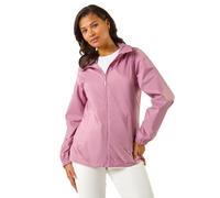 Roman Shower Resistant Jacket for Women UK - Ladies Spring Everyday Summer Holiday Funnel Neckline Comfy Long Sleeve Soft Pocket Detail Mac Daily Coats - Mauve - Size 18