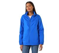 Roman Shower Resistant Jacket for Women UK - Ladies Spring Everyday Summer Holiday Funnel Neckline Comfy Long Sleeve Soft Pocket Detail Mac Daily Coats - Royal Blue - Size 14