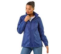 Roman Shower Resistant Jacket for Women UK - Ladies Spring Everyday Summer Holiday Funnel Neckline Comfy Long Sleeve Soft Pocket Detail Mac Daily Coats - Navy - Size 16