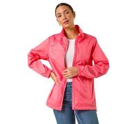 Roman Shower Resistant Jacket for Women UK - Ladies Spring Everyday Summer Holiday Funnel Neckline Comfy Long Sleeve Soft Pocket Detail Mac Daily Coats - Pink - Size 20