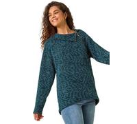 Roman Side Split Zip Detail Tunic Top In Teal Teal S
