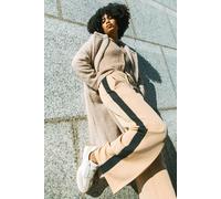 Roman Curve Side Stripe Wide Leg Trouser for Women UK - Ladies Everyday Autumn Winter Comfy Soft Evening Vacation Work Party Night Out - Tan - Size 18