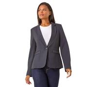 Roman Single Breasted Button Blazer for Women UK - Ladies Spring Everyday Summer Holiday 3/4 Length Sleeve Soft Front Pocket Comfy Smart Collar Jackets - Midnight Blue - Size 18