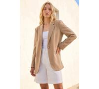 Roman Originals Single Breasted Smart Blazer for Women UK - Ladies Everyday Holiday Spring Summer Comfy Soft Evening Vacation Work Party - Camel - Size 16