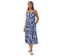 Roman Sleeveless Cotton Floral Midi Dress In Navy Navy 14