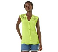 Roman Sleeveless Lace Detail Blouse In Lime Lime 10