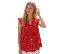 Roman Sleeveless Shirt for Women UK Ladies Blouse Top Button Through Summer Smart Casual Work Cocktail Party Office Holiday Special Occassion Evening Going Out - Circle Red - Size 10