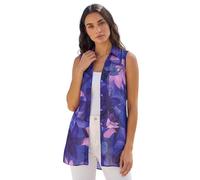 Roman Sleeveless Shirt for Women UK Ladies Blouse Top Button Through Summer Smart Casual Work Cocktail Party Office Holiday Special Occassion Evening Going Out - Floral Purple - Size 16