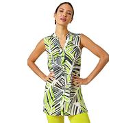 Roman Sleeveless Shirt for Women UK Ladies Blouse Top Button Through Summer Smart Casual Work Cocktail Party Office Holiday Special Occassion Evening Going Out - Lime - Size 10