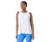 Roman Sleeveless Textured Floral Print Top In Ivory Ivory 10