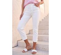 Roman Slim Leg Turn Up Stretch Jeans In White White