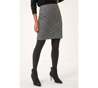 Roman Originals Short Skirt for Women UK - Ladies Textured Pull On Mini Stretch Cotton Jersey Pencil Tube Smart Summer Bodycon Knee Length A-Line Straight Work Office Formal - Charcoal Grey - Size 20