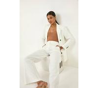 Roman Originals Smart Twill Wide Leg Pocket Trouser for Women UK - Ladies Everyday Holiday Spring Summer Comfy Soft Evening Vacation Work Party - Ivory - Size 16