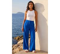 Roman Originals Smart Twill Wide Leg Pocket Trouser for Women UK - Ladies Everyday Holiday Spring Summer Comfy Soft Evening Vacation Work Party - Royal Blue - Size 20