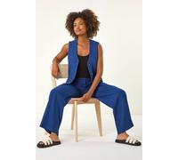 Roman Originals Smart Twill Wide Leg Pocket Trouser for Women UK - Ladies Everyday Holiday Spring Summer Comfy Soft Evening Vacation Work Party - Royal Blue - Size 18