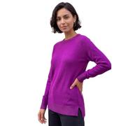 Roman Soft Jumper for Women UK Ladies Winter Autumn Sweater Knit Knitwear Round Crew Neck Top Plain Lightweight Comfy Long Sleeve Split Hem Everyday Daywear - Magenta - Size 20
