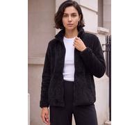 Roman Originals Soft Sherpa Fleece Jacket for Women UK - Ladies Autumn Everyday Winter Holiday Pull-On Comfy Soft Vacation Work Teddy Coat - Black - Size L