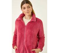 Roman Originals Soft Sherpa Fleece Jacket for Women UK - Ladies Autumn Everyday Winter Holiday Pull-On Comfy Soft Vacation Work Teddy Coat - Rose - Size XL