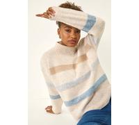 Roman Soft Stripe Knit Jumper In Stone Stone