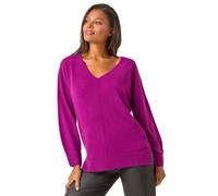 Roman Soft V-Neck Side Split Knit Sweater In Plum Plum 18