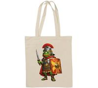 Roman Soldier with Shield and Sword Natural Cotton Tote Bag White