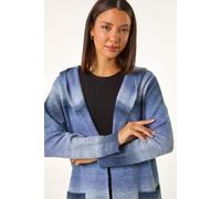 Roman Originals Spacedye Hooded Cardigan for Women UK - Ladies Everyday Autumn Winter Comfy Soft Evening Vacation Work Party Night Out - Blue - Size M