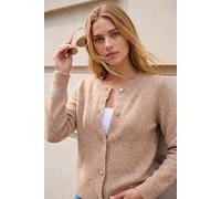 Roman Women's Sparkle Heart Button Cardigan Sweater in Beige | Size: 12