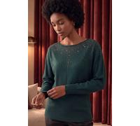 Roman Sparkle Ribbed Batwing Knit Jumper In Teal Teal