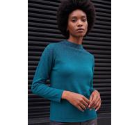Roman Originals Diamante Sequin Jumper for Women UK Ladies Sparkly Glitter Sweater Embellished Smart Casual Autumn Winter High Neck Knitwear Knitted Pullover - Dark Green - Size 16