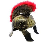 Roman Spartan Helmet for Adults, Halloween Vintage Rusty Gold Medieval Knight Helmet with Red Fluff Men Ancient Greek for Cosplay Gladiators, Soldier, Fighters, Warrior