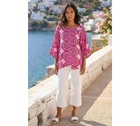 Roman Women's Spiral Print Asymmetric Tunic Top in Pink | Size: Medium Roman Pink M