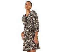 Roman Spot Bow Front Short Dress In Stone Stone 14