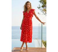 Roman Frill Dress for Women UK Ladies Summer Wrap Chiffon Frill Hem Layered Belted Midi Maxi Tiered Cape Special Occasion Fit & Flare Wedding Guest Swing Skater