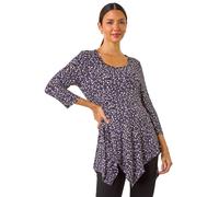 Roman Spot Print Asymmetric Stretch Tunic In Purple Purple 14