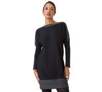 Roman Spot Print Border Knitted Jumper Dress In Black Black 18