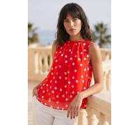 Roman Women's Spot Print Double Layered Pleated Top in Red | Size: 20 Roman Red 20