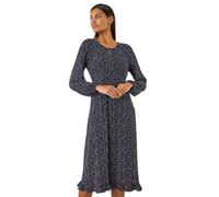 Roman Spot Print Keyhole Midi Dress In Navy Navy 20